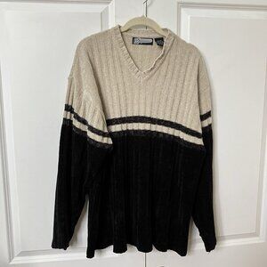 Y2K S Squared Sweater Mens XL Chenille V-neck Chunky Knit Skate Chandler Friends